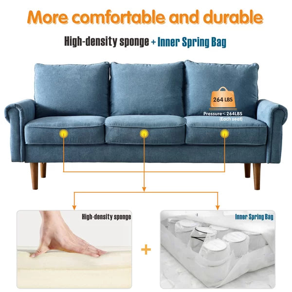 3 Seater Sofa: Strathern 73.6'' Upholstered Sofa