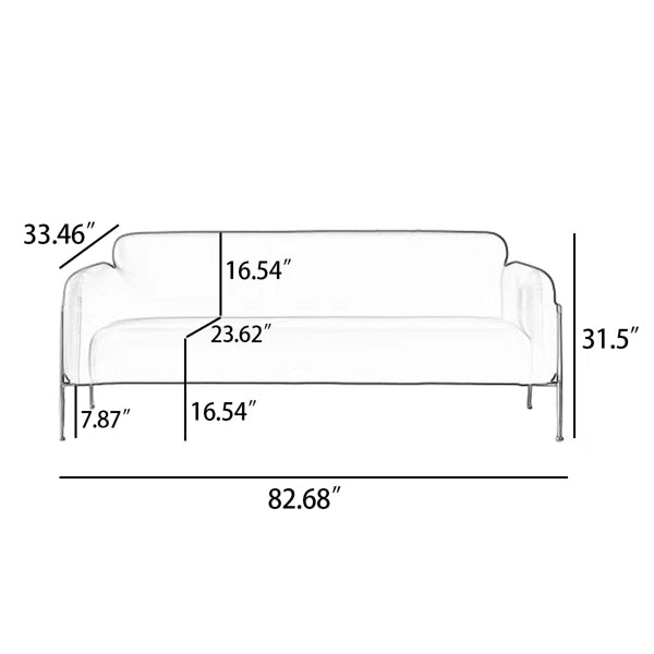 3 Seater Sofa: Trai 82.68'' Vegan Leather Sofa