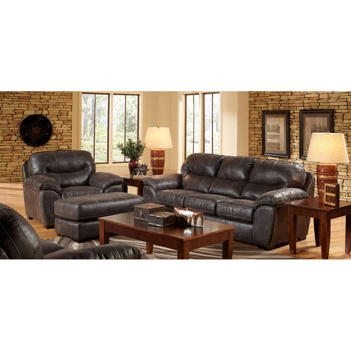 7 Seater Sofa Set: 3-Piece Living Room Sofa, Loveseat & Leather Collection