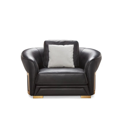 Luxury Sofa Sets: 90'' Wide Genuine Leather 3-Seater Sofa Set with Loveseat and Chair in Cognac Finish