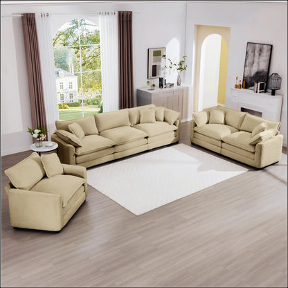 7 Seater Sofa Set: 3 Piece Sectional Sofa & Chaise with Ottoman