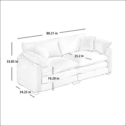 7 Seater Sofa Set: 3 Piece Sectional Sofa & Chaise with Ottoman