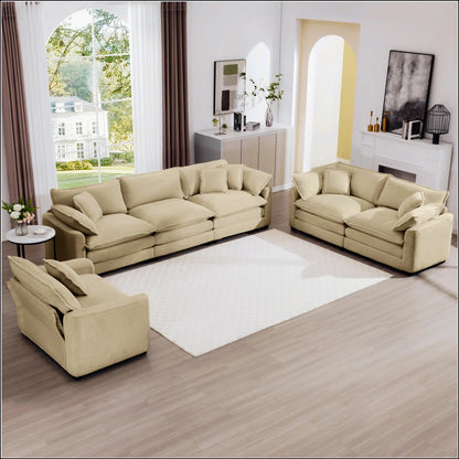 7 Seater Sofa Set: 3 Piece Sectional Sofa & Chaise with Ottoman