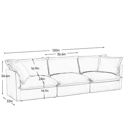 7 Seater Sofa Set: 3-Piece Deep Seat Sofa Set for Living Room Comfort