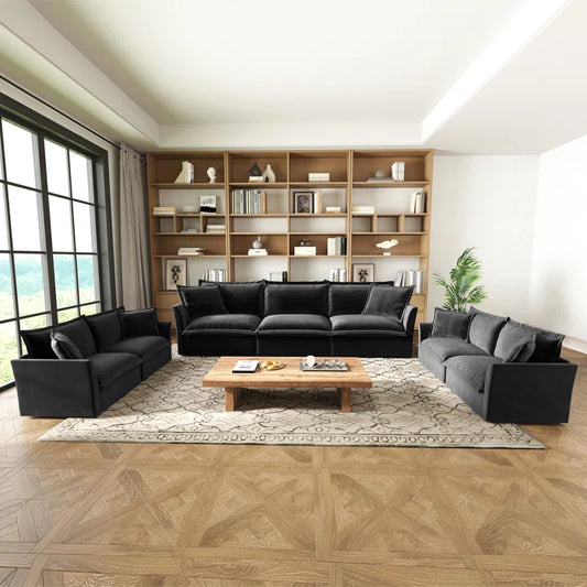 7 Seater Sofa Set: 3-Piece Deep Seat Sofa Set for Living Room Comfort