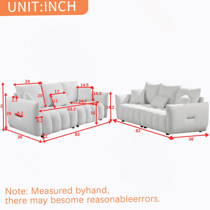 7 Seater Sofa Set:  Modern 3+3 Seater Teddy Fabric Living Room Sofa