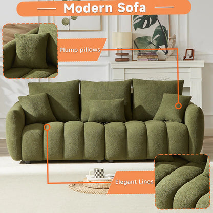 7 Seater Sofa Set:  Modern 3+3 Seater Teddy Fabric Living Room Sofa
