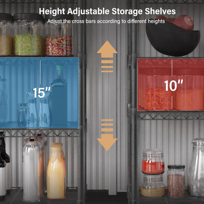 Kitchen Racks: 3-tiered grey storage racks and shelves made of sturdy steel for pantry shelves