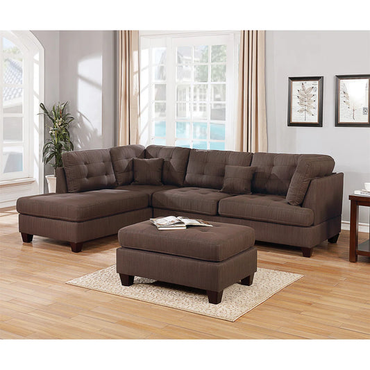 7 Seater Sofa Set: 3PC Sectional  Sofa with Reversible Chaise & Ottoman