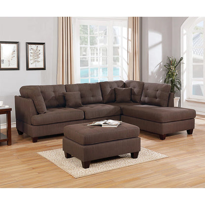 7 Seater Sofa Set: 3PC Sectional  Sofa with Reversible Chaise & Ottoman