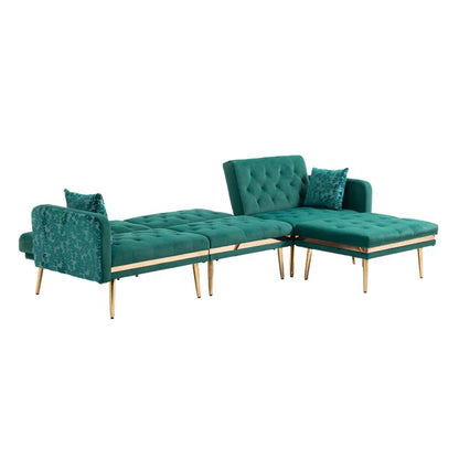 3 seater Sofa: Darlee Convertible 3-seater Velvet Upholstered Sofa Bed, With Assembleable Chaise Longue