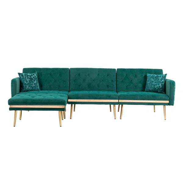 3 seater Sofa: Darlee Convertible 3-seater Velvet Upholstered Sofa Bed, With Assembleable Chaise Longue