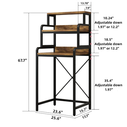 Kitchen Racks: 4-tier rustic brown kitchen rack for microwave, mini fridge, spices, pots, and pans