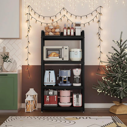 Kitchen Racks: 4-Tier Adjustable Shelves Microwave Stand, Sturdy Kitchen Microwave Storage Rack