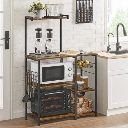 Microwave Stands: Freestanding Microwave Stand with Multi-Tier Storage – 4-Layer Kitchen Storage Rack