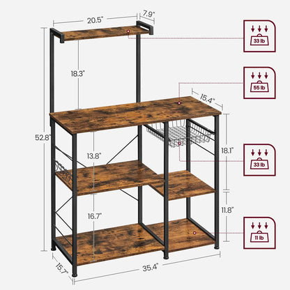 Microwave Stands: Freestanding Microwave Stand with Multi-Tier Storage – 4-Layer Kitchen Storage Rack