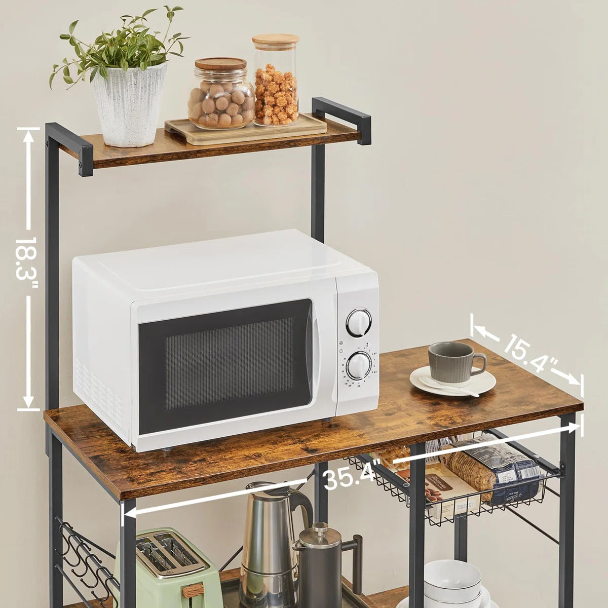 Microwave Stands: Freestanding Microwave Stand with Multi-Tier Storage – 4-Layer Kitchen Storage Rack