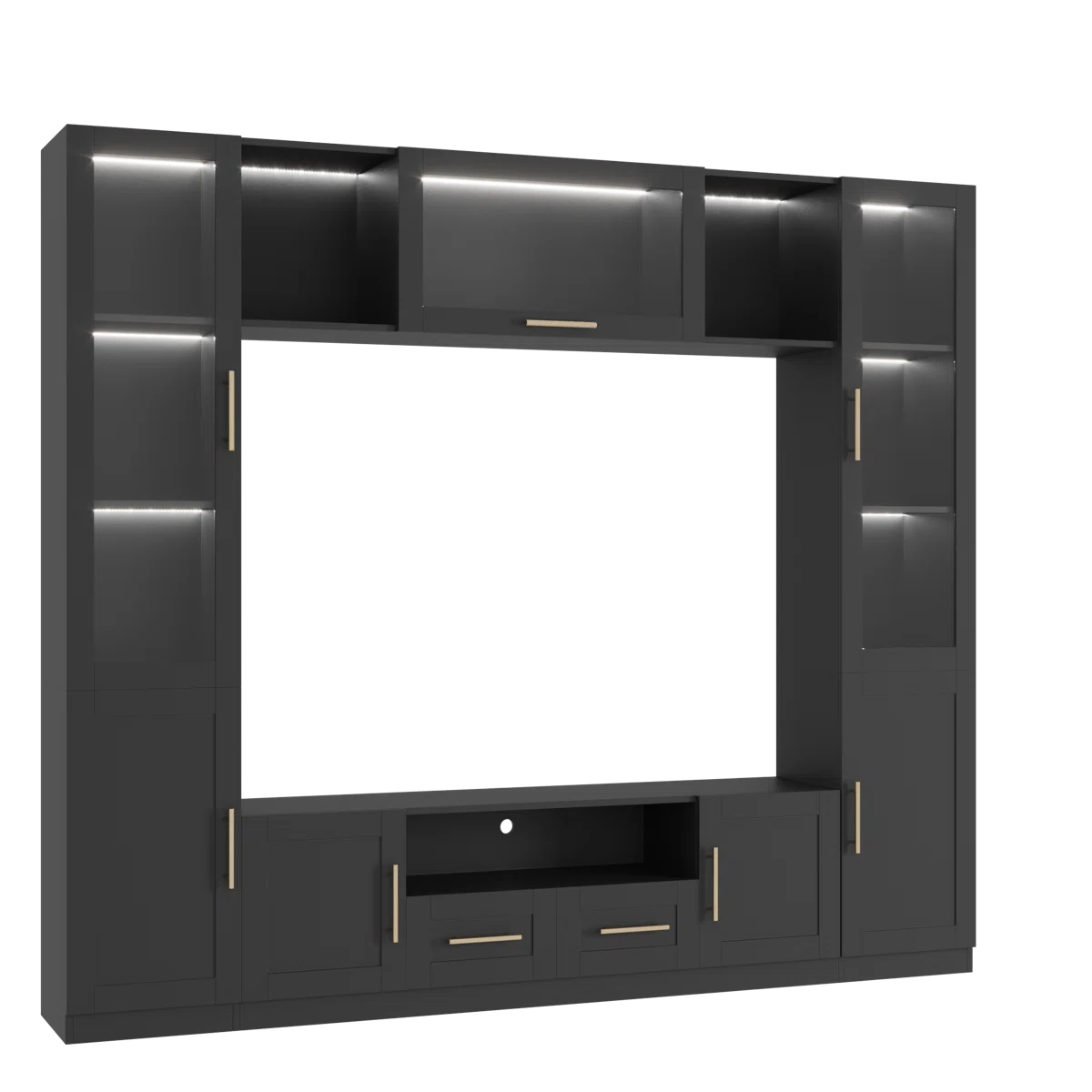 tv panel: 4-Piece Wall Unit tv panel with LED Lights, Fits TVs Up to 70"