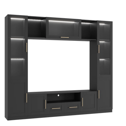 tv panel: 4-Piece Wall Unit tv panel with LED Lights, Fits TVs Up to 70"
