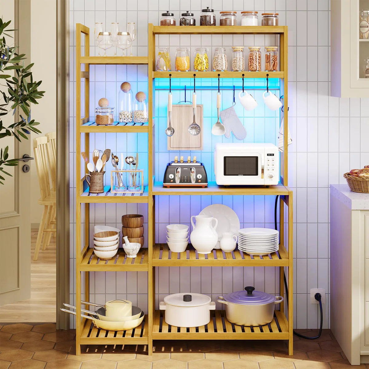 Kitchen Rack: 41'' Solid Wood Standard Baker's Rack with Microwave Compatibility