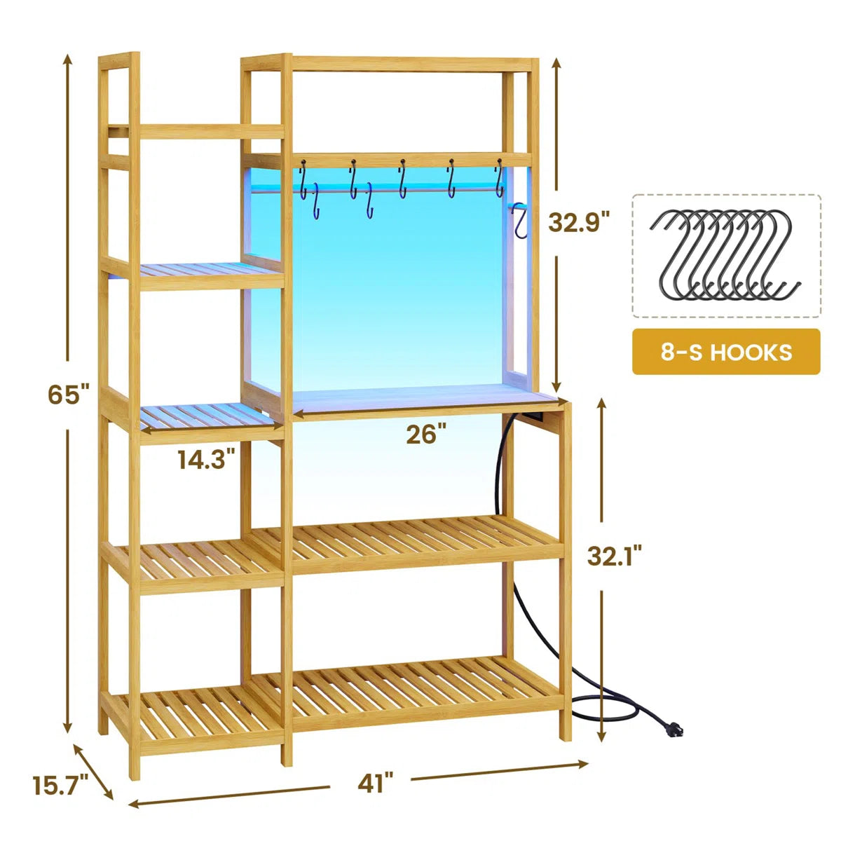 Kitchen Rack: 41'' Solid Wood Standard Baker's Rack with Microwave Compatibility