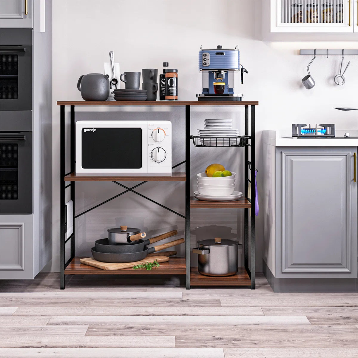 Kitchen Rack: 42'' Metal Standard Baker's Rack with Microwave Compatib ...