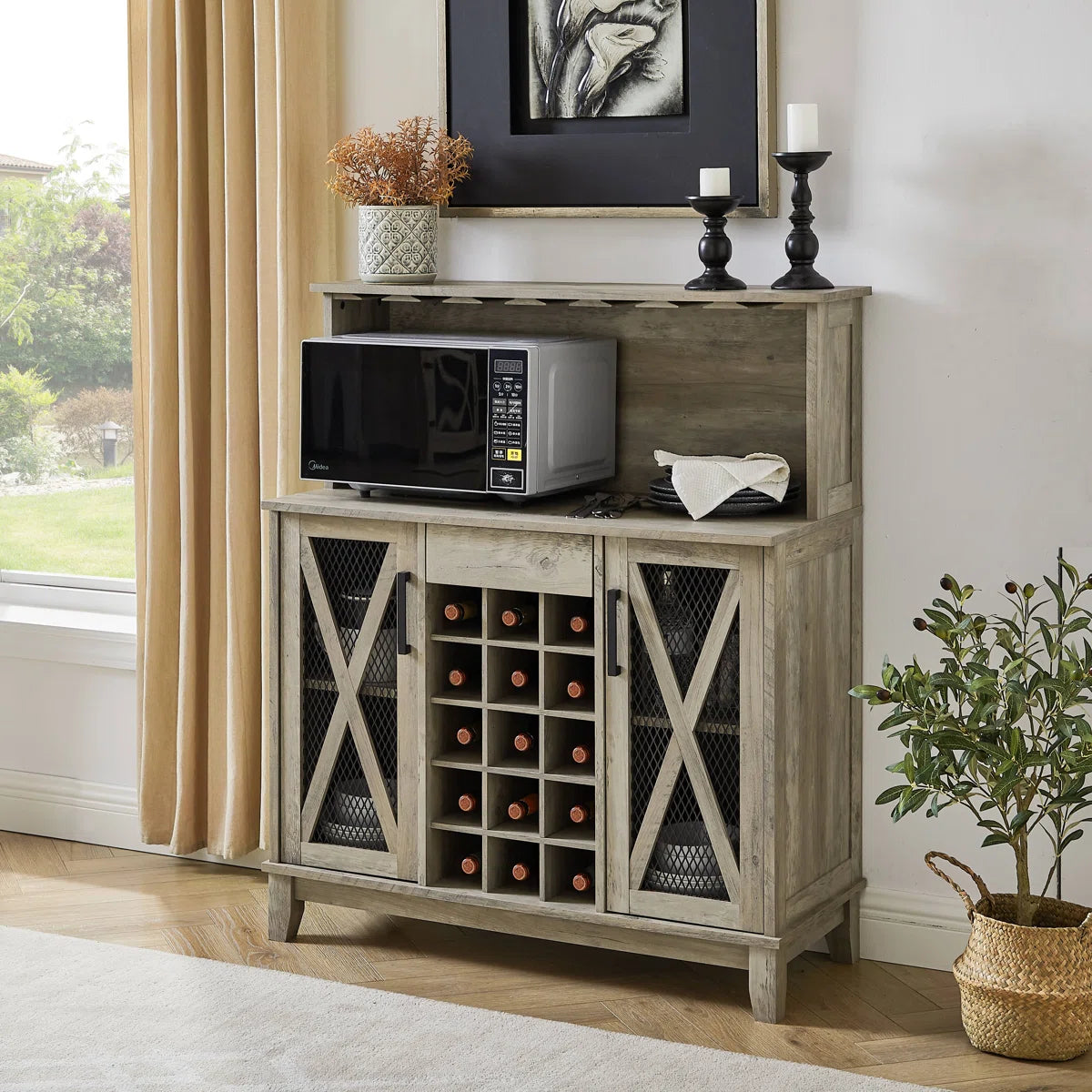 Microwave Stands: 44.6" Small Kitchen Pantry Cabinet with Drawers & Microwave Stand