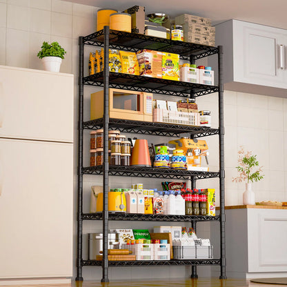 Kitchen Rack: 453.5 KG Utility Shelving Unit with 5 Tiers for Storage Shelves Steel Wire Organizer Rack for Office, Kitchen, and Home