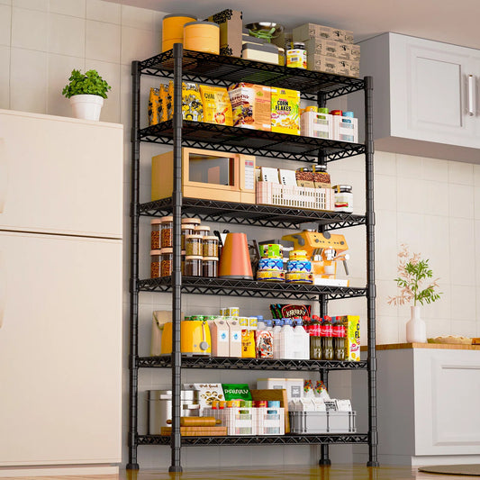 Kitchen Rack: 453.5 KG Utility Shelving Unit with 5 Tiers for Storage Shelves Steel Wire Organizer Rack for Office, Kitchen, and Home