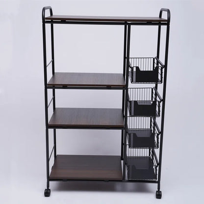 Microwave Stands: Microwave Stands with Metal Frame and Wood Shelves – Kitchen Organizer on Wheels