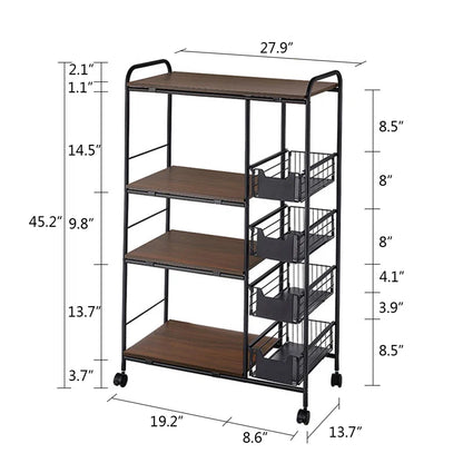 Microwave Stands: Microwave Stands with Metal Frame and Wood Shelves – Kitchen Organizer on Wheels