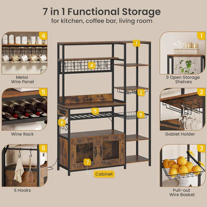 Kitchen Rack: 47.2'' Metal Baker's Rack with Microwave Compatibility