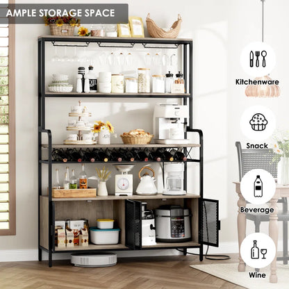 Microwave Stands: Metal Microwave Stand with 47.2" Baker's Rack and Adjustable Storage Shelves