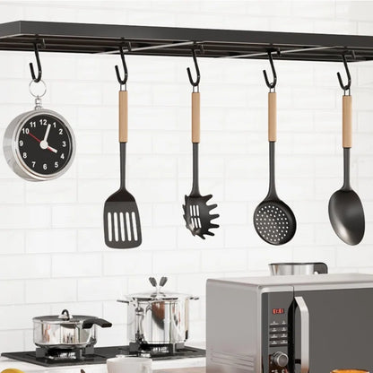 Kitchen Rack: 47'' Baker's rack with storage, 5 hooks, and Large Kitchen Island with Power Outlet