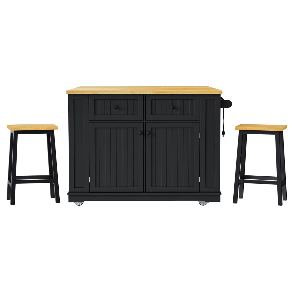 Kitchen Island Table Set with Drop Leaf, Power Outlet &amp; Storage – 48" Multi-Functional Unit