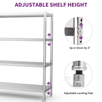 Kitchen Rack: 48'' W Stainless Steel Shelving Unit
