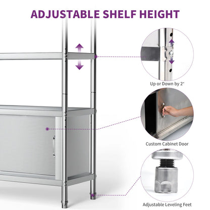 Kitchen Rack: 48'' W Stainless Steel Shelving Unit