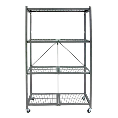 Kitchen Rack: 4 Tier Multipurpose Folding Storage Organizing Rack with Wheels