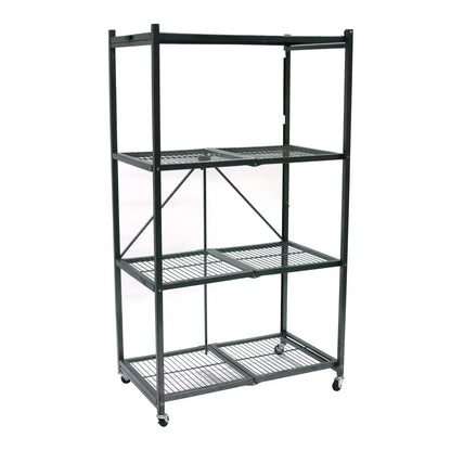 Kitchen Rack: 4 Tier Multipurpose Folding Storage Organizing Rack with Wheels