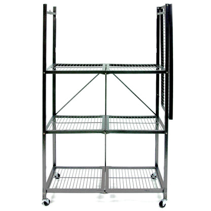 Kitchen Rack: 4 Tier Multipurpose Folding Storage Organizing Rack with Wheels