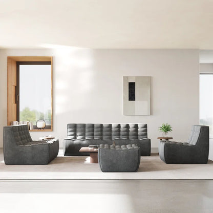 7 Seater Sofa Set: 4-Piece Chenille Fabric Living Room Furniture