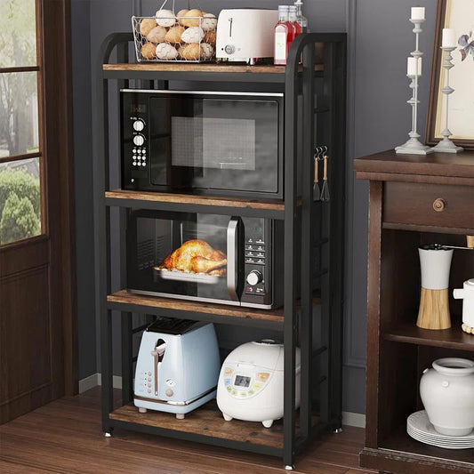 Kitchen Racks: 4-Tier Oven Stand Coffee Bar Baker's Racks, Adaptable Kitchen Shelves, and Kitchen Storage Shelf Rack