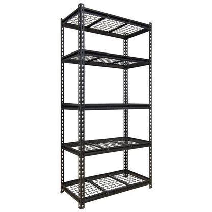 Kitchen Rack: 5-Tier Adjustable Black Metal Shelving Unit