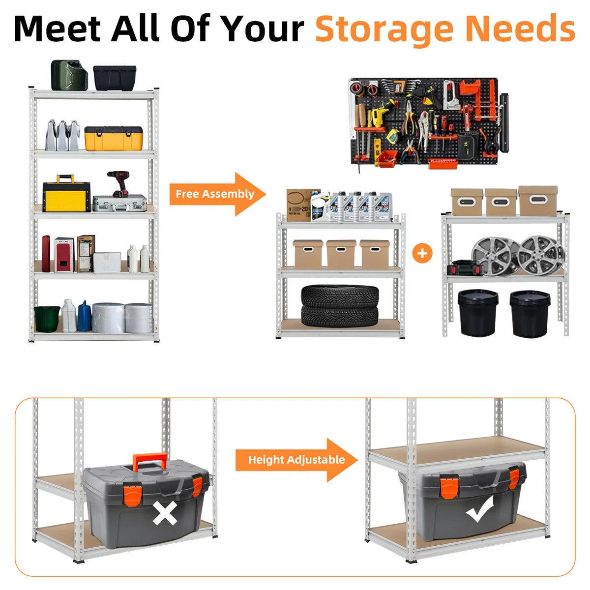 Kitchen Rack: 5-Tier Utility Shelves, Garage Storage Shelves, and Adjustable Storage Shelves