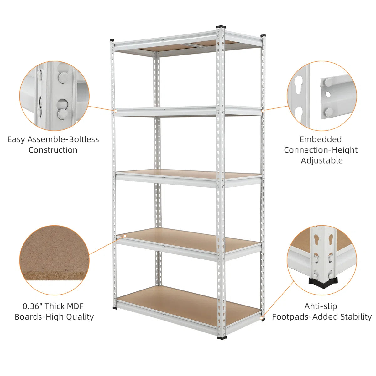 Kitchen Rack: 5-Tier Utility Shelves, Garage Storage Shelves, and Adjustable Storage Shelves