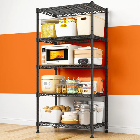Kitchen Racks: Industrial 5-Tier Wire Shelf Rack for Kitchen Appliance and Pantry Storage