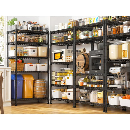 Kitchen Racks: Industrial 5-Tier Wire Shelf Rack for Kitchen Appliance and Pantry Storage