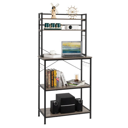 Kitchen Racks: 5-Tier Kitchen Bakers Rack With 10 S-Shaped Hooks, Industrial Microwave Oven Stand
