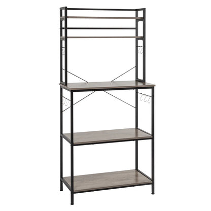 Kitchen Racks: 5-Tier Kitchen Bakers Rack With 10 S-Shaped Hooks, Industrial Microwave Oven Stand