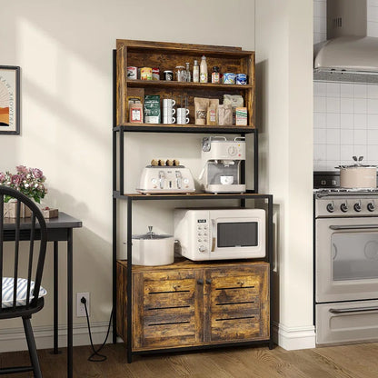 Microwave Stands: 5-Tier Kitchen Baker’s Rack with Power Outlet – Microwave Oven Stand with Storage Shelves
